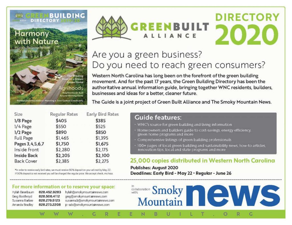 Asheville Green Building Directory Ad Rates