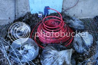 Picture of compost water heater in process