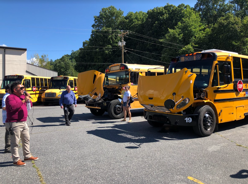 Electric Buses exhibited at Land of Sky event. Photo courtesy of Land of Sky Clean Vehicles Coalition.