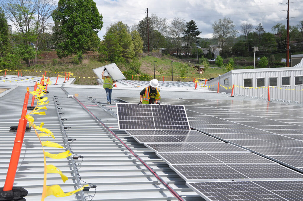 The 300 kWh community-funded solar installation at Isaac Dickson Elementary School is expected to save over $1.3 million in utilities costs over its 30 year life span. Photo courtesy of Sundance Power Systems.